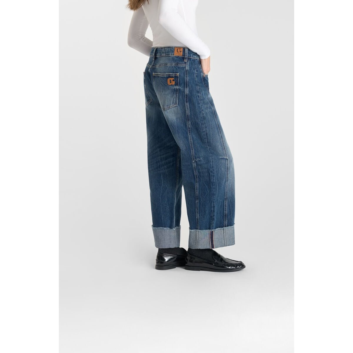 Jeans loose, large LEAL, longueur 34 blue, LE TEMPS DES CERISES