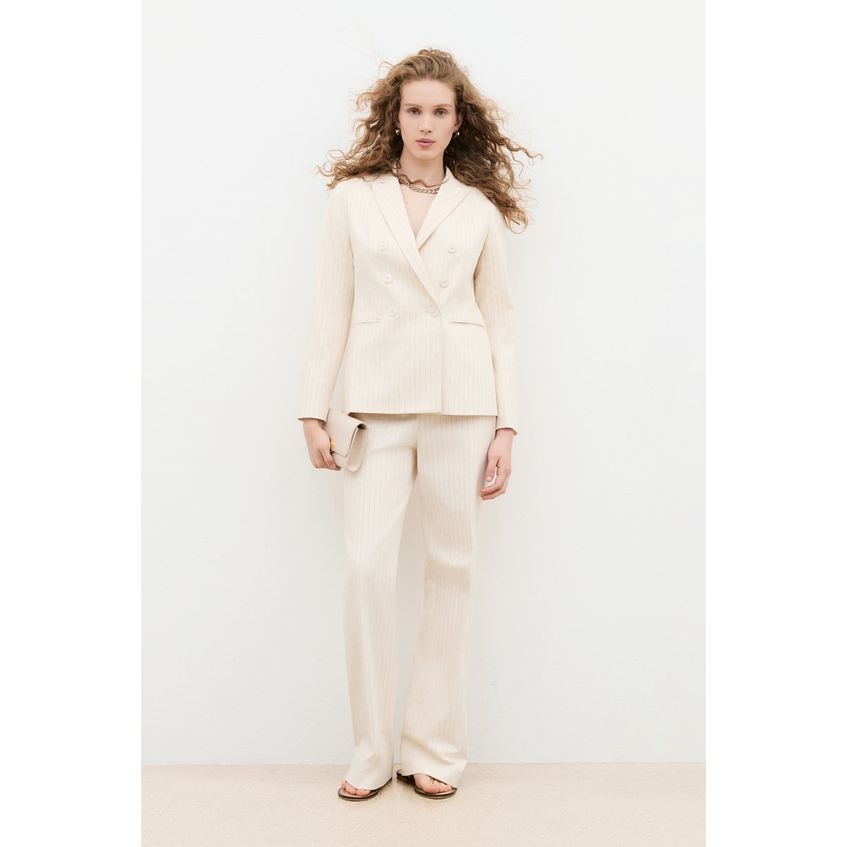Veste cintrée tailleur VESTE VMAINA RAYEE creme, CAROLL