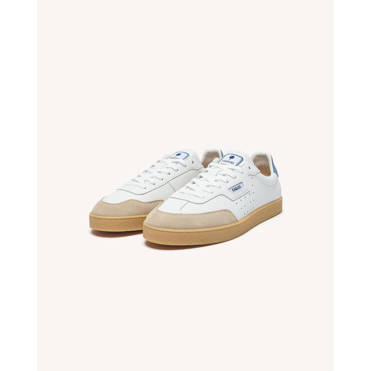 Baskets basses cuir suede LUMBO bleu ciel, FAGUO