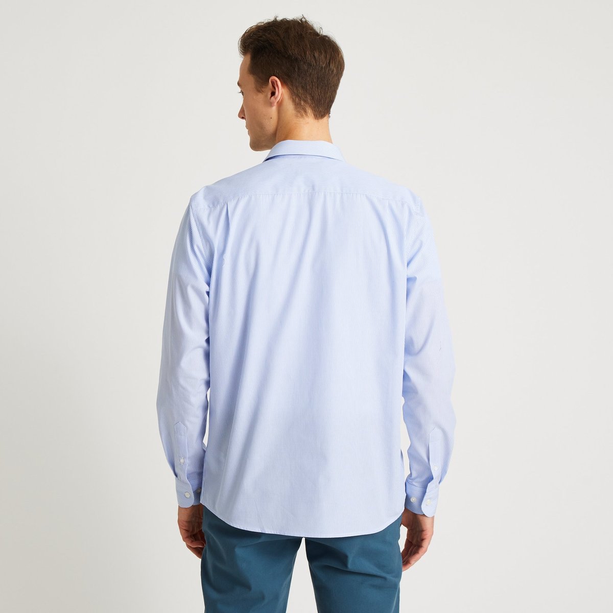 Chemise Rayée En Coton Bio blanc/ciel, MONOPRIX