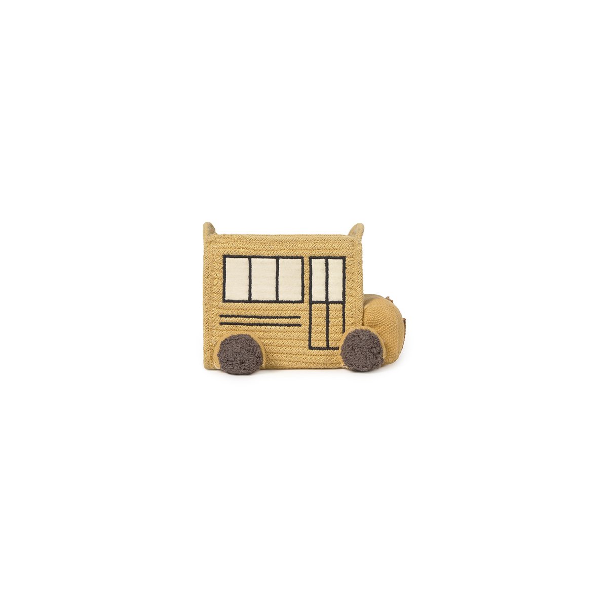 Mini-autobus scolaire à panier BACK TO SCHOOL miel, gris foncé, rouge, naturel, caramel, LORENA CANALS