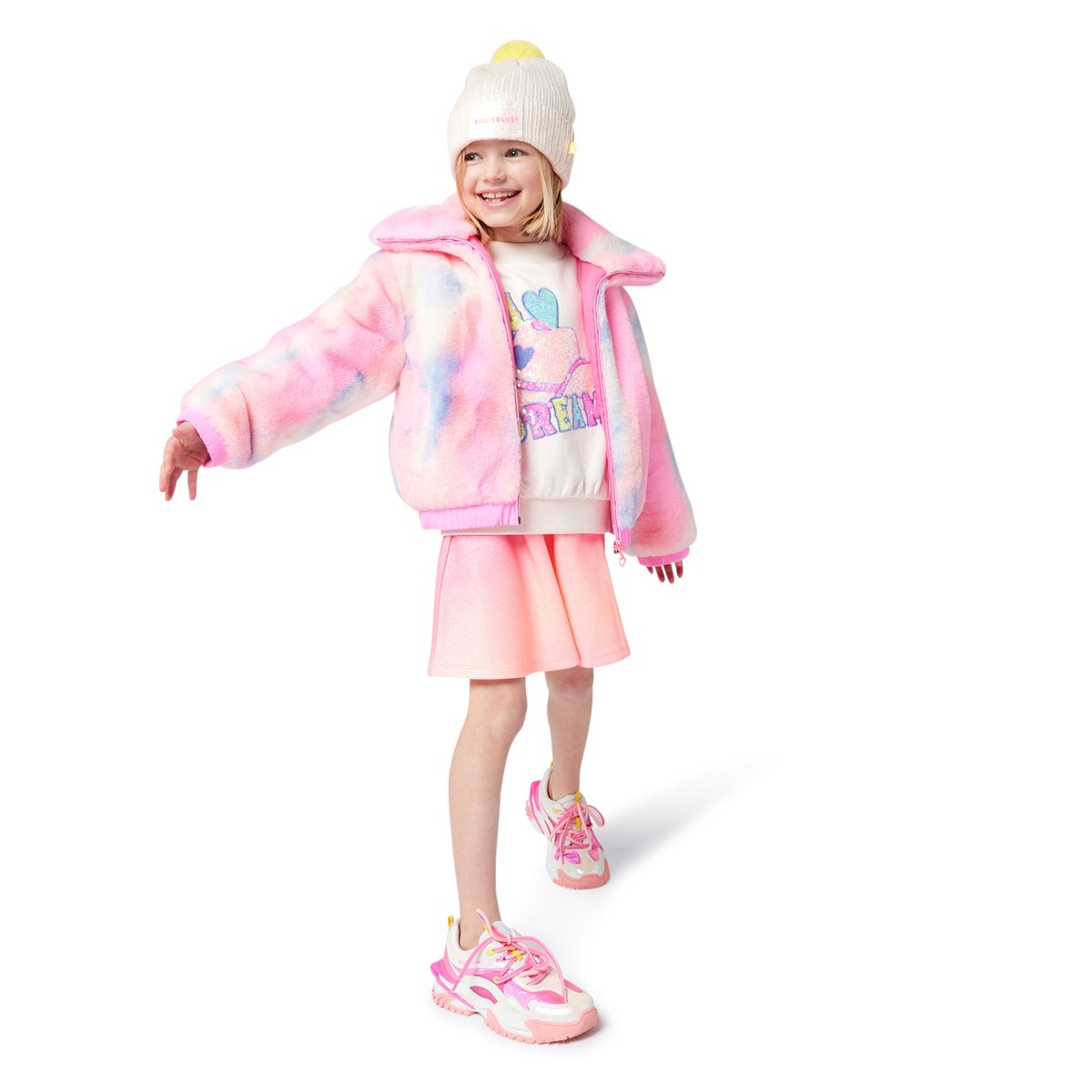 Jupe en couleur dégradée rose flash, BILLIEBLUSH
