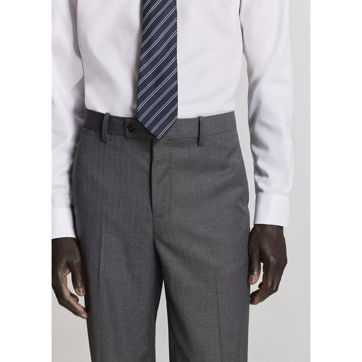Pantalon costume Monaco slim-fit gris chiné moyen, MANGO MAN