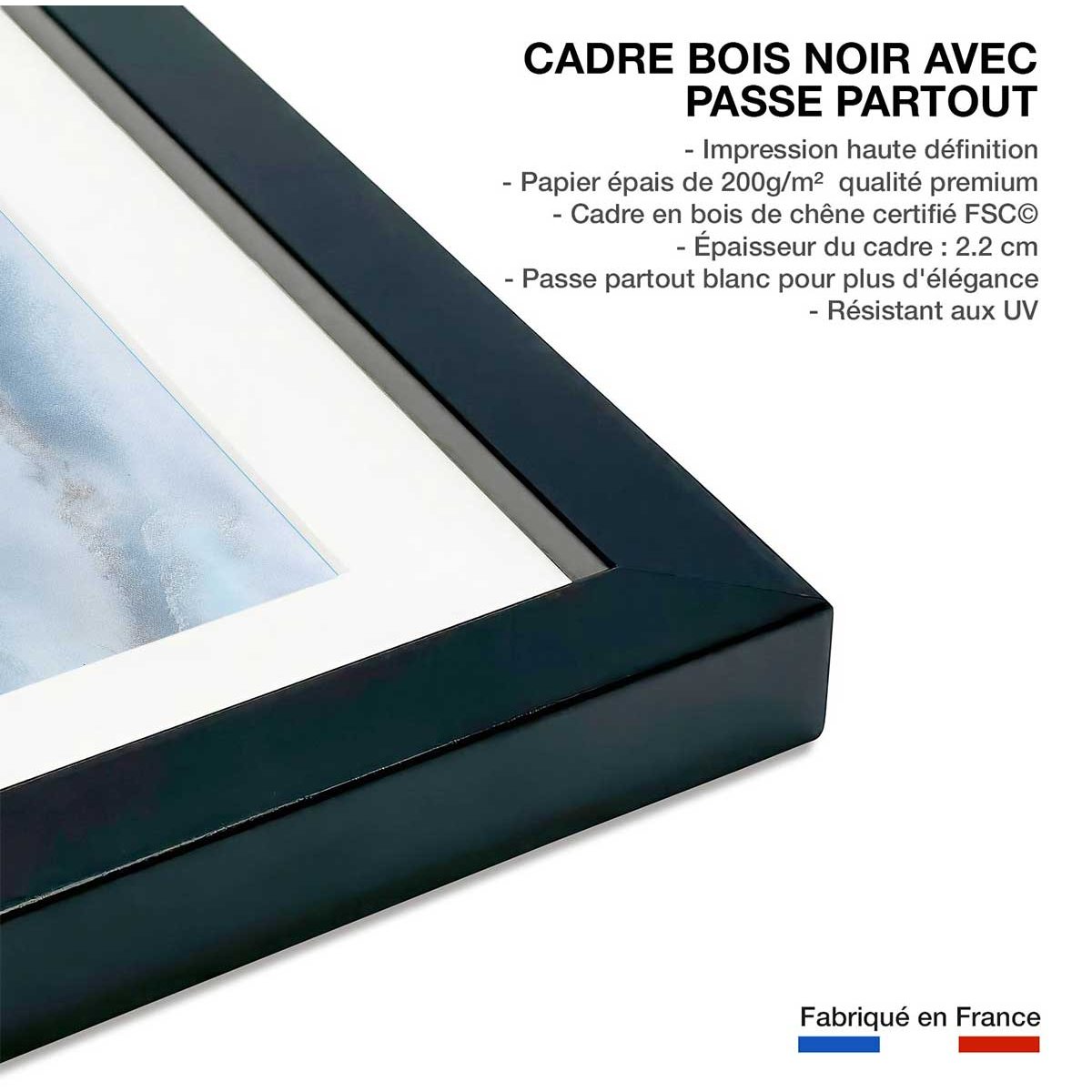 Poster cold moutain affiche + cadre en bois - noir, HEXOA