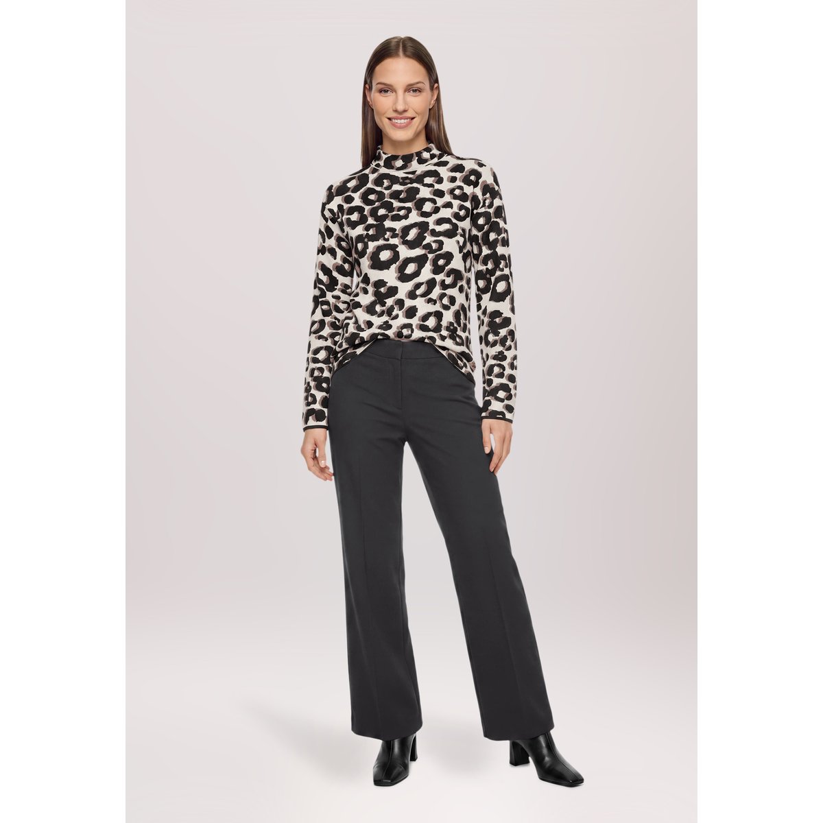 Pull-over en maille à motif jacquard patch black/beige, BETTY BARCLAY