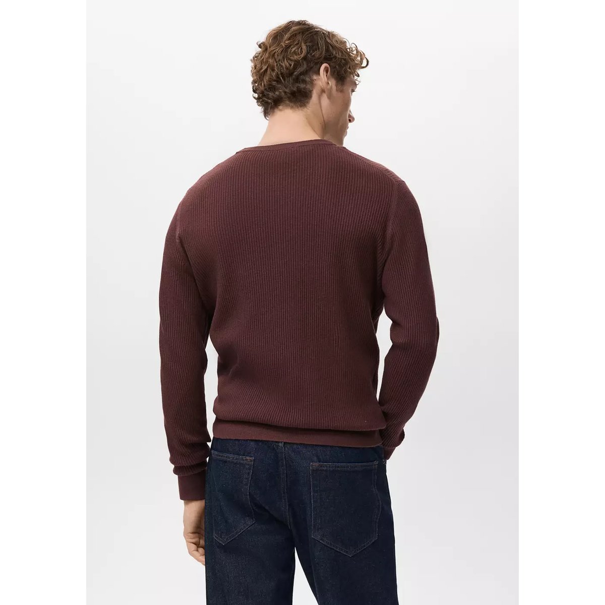 Pull coton maille fine bordeaux, MANGO MAN