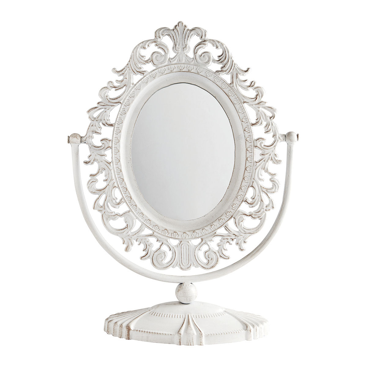 Miroir sur pied Rosalie en métal blanchi blanc antique, MATHILDE M