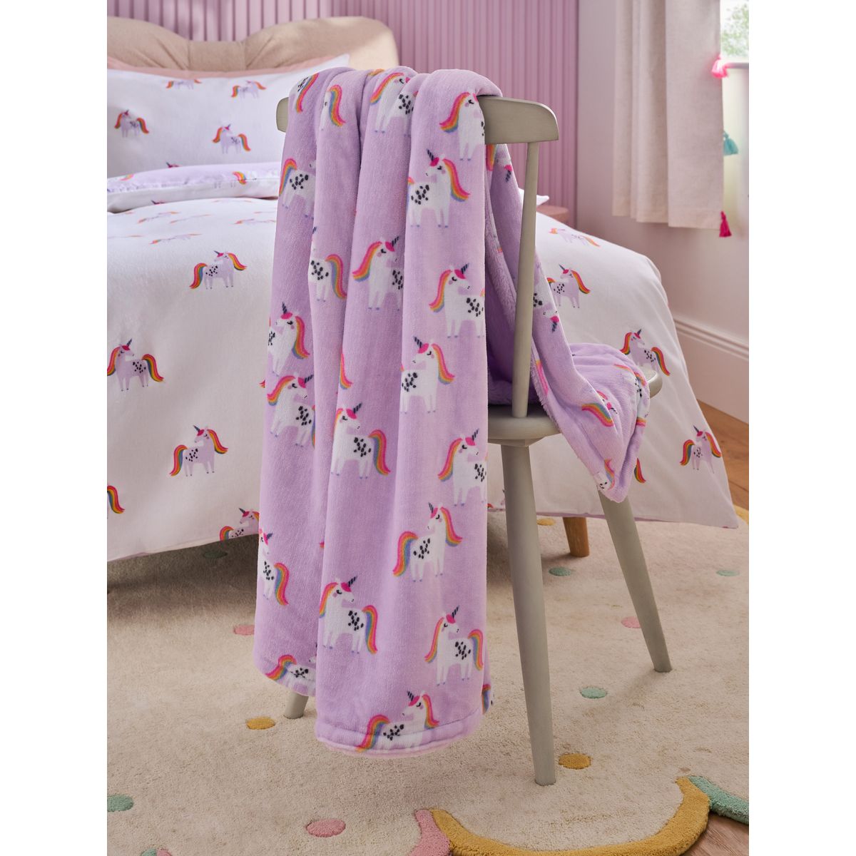 Couverture en polaire sherpa licorne, NEXT