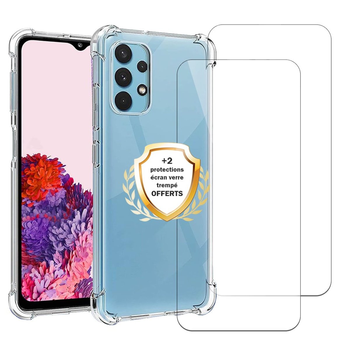 Coque Galaxy A53 antichoc + 2 vitres transparent, EVETANE