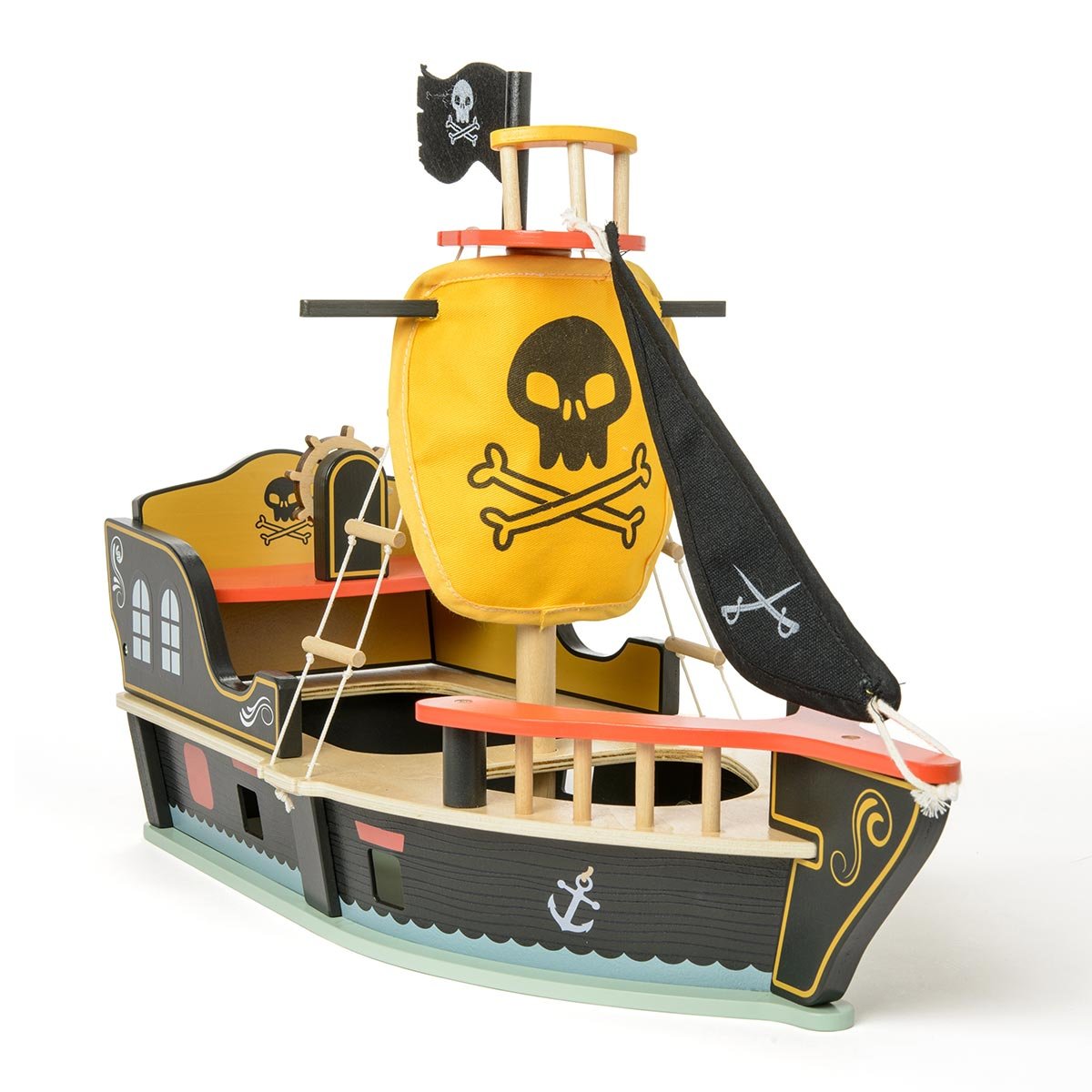 Bateau pirate en bois blanc, OXYBUL
