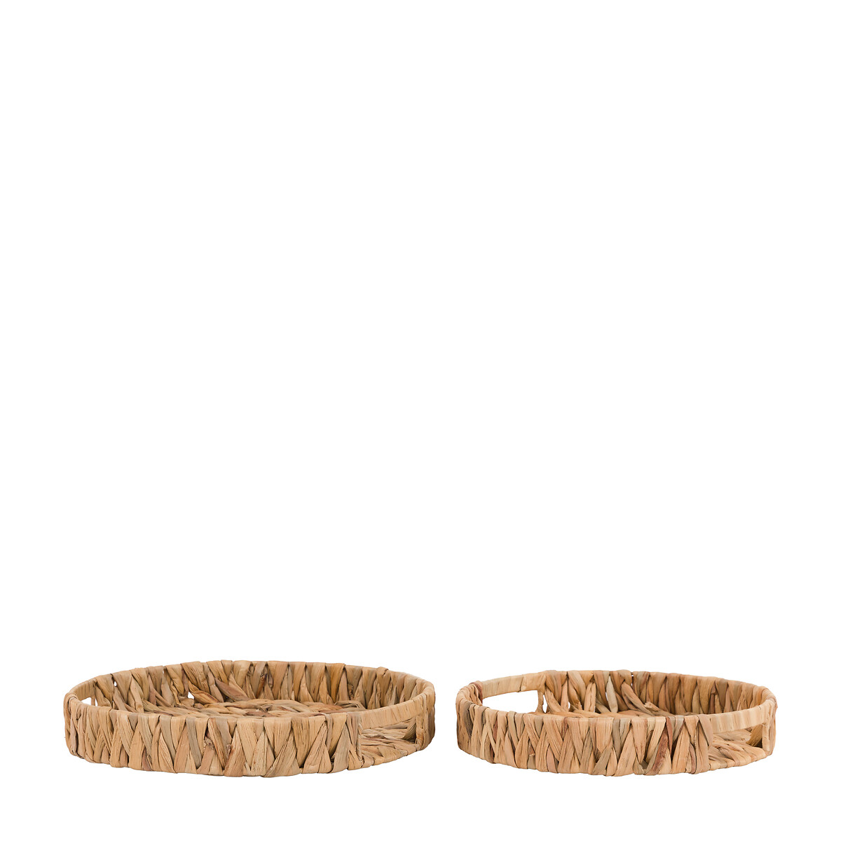 Set of 2 Wye Woven Round Trays in Natural brown , ÉDITÉ