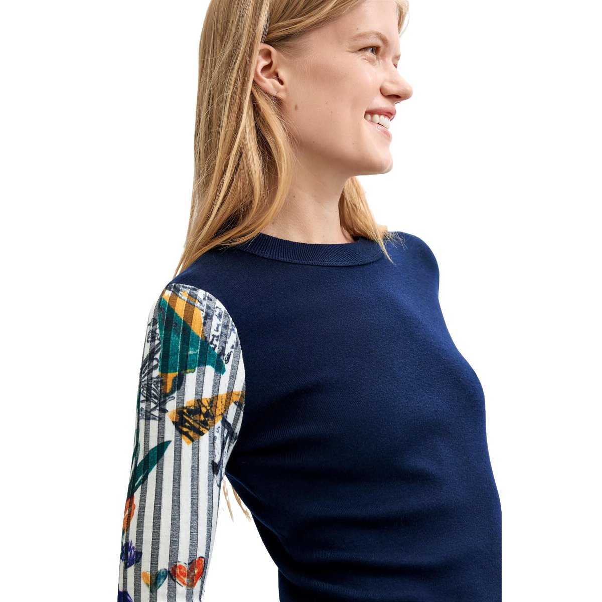 Pull à imprimé floral bleu, DESIGUAL