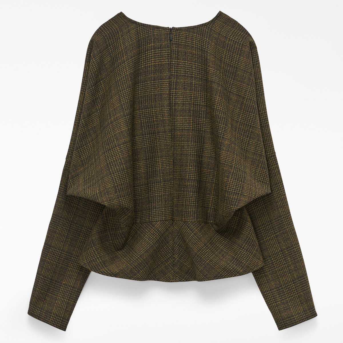 Sommet à damier en péplum vert à carreaux, ADOLFO DOMINGUEZ