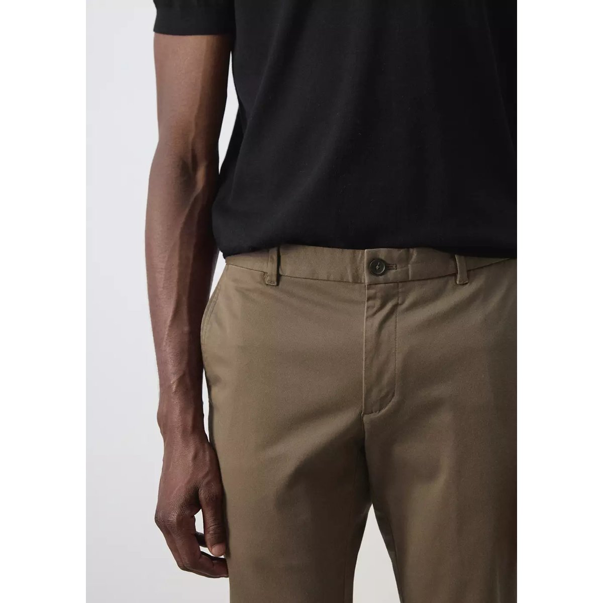 Pantalon Barna slim-fit en sergé marron, MANGO MAN