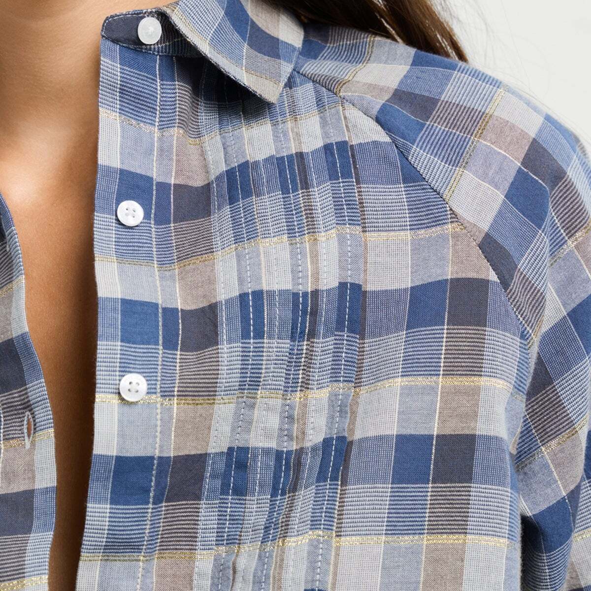 Chemise À Carreaux À Manches Raglan bleu acier, PEPE JEANS