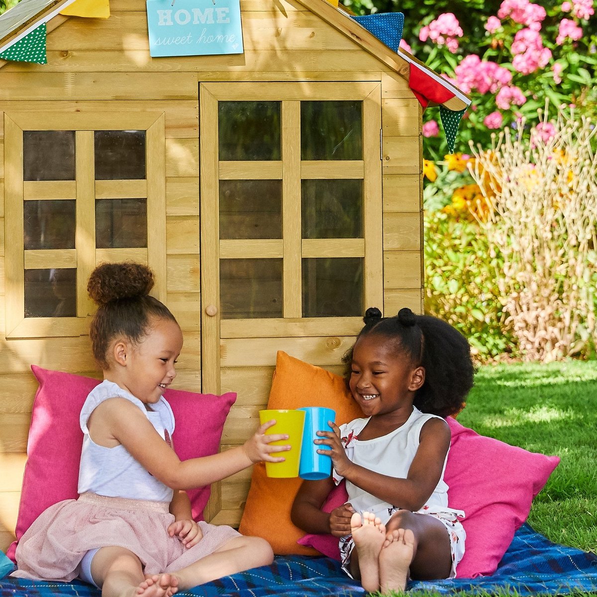 Maisonnette cabane enfant avec cuisine et volets ROMARIN marron, TP TOYS