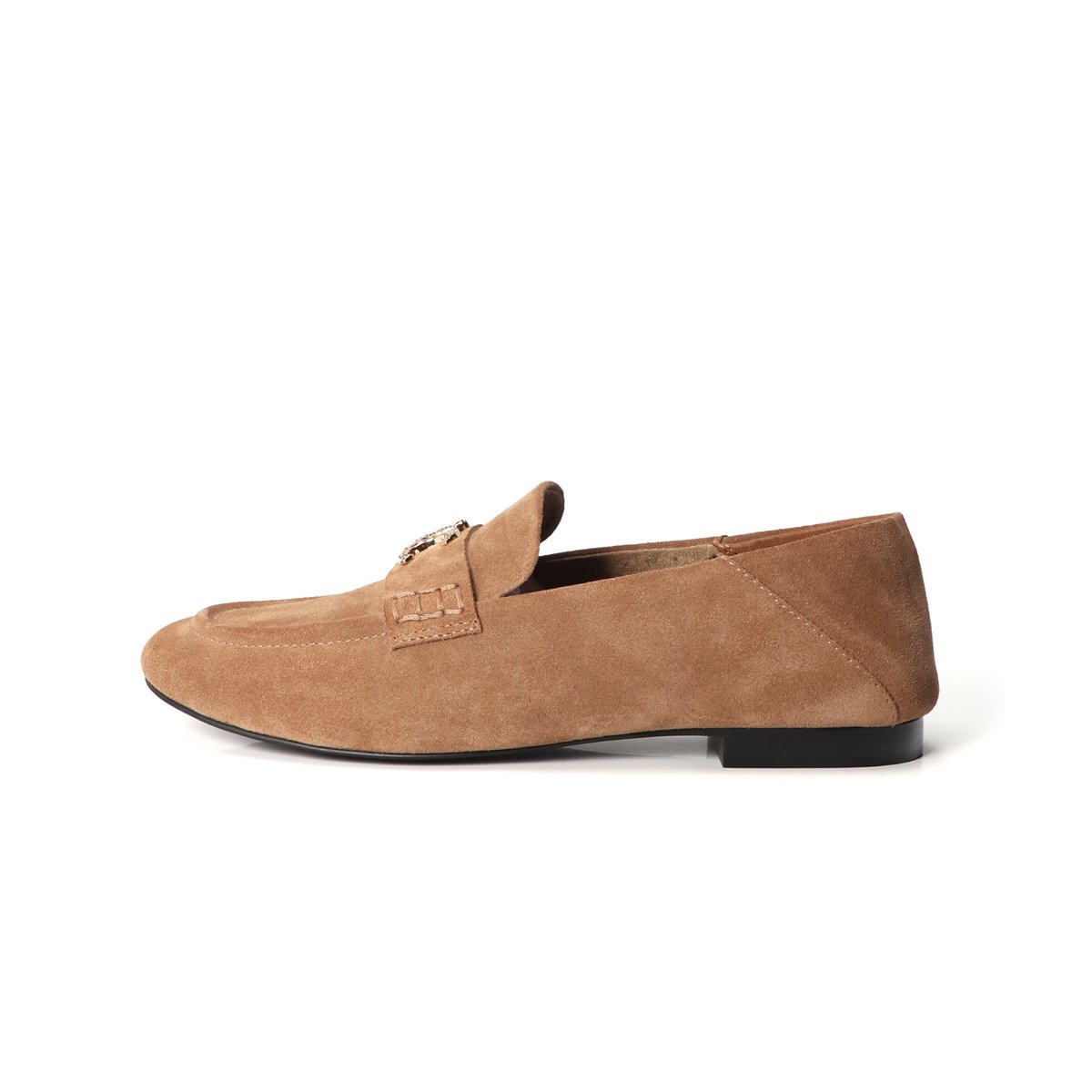 Mocassins plats avec détail bijou camel, LOLA CASADEMUNT