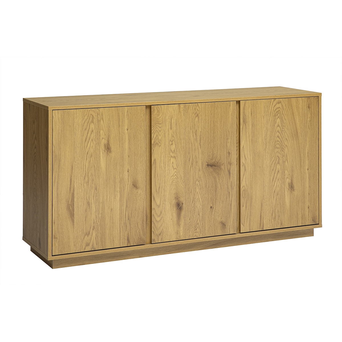 Buffet scandinave finition bois clair chêne 3 portes L140 cm MILLOR couleur unique, MILIBOO