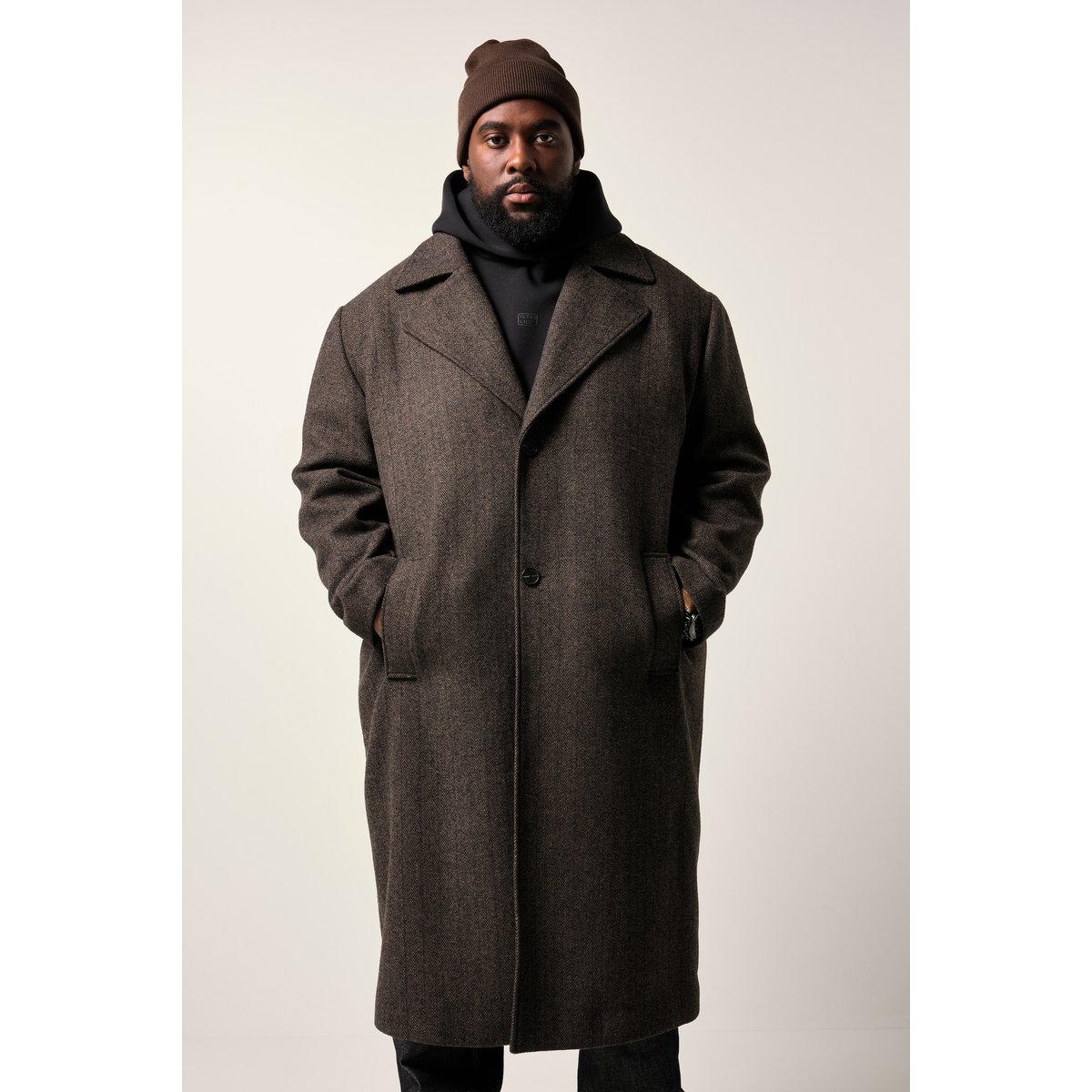 Manteau, motif à chevrons marron terre, STHUGE
