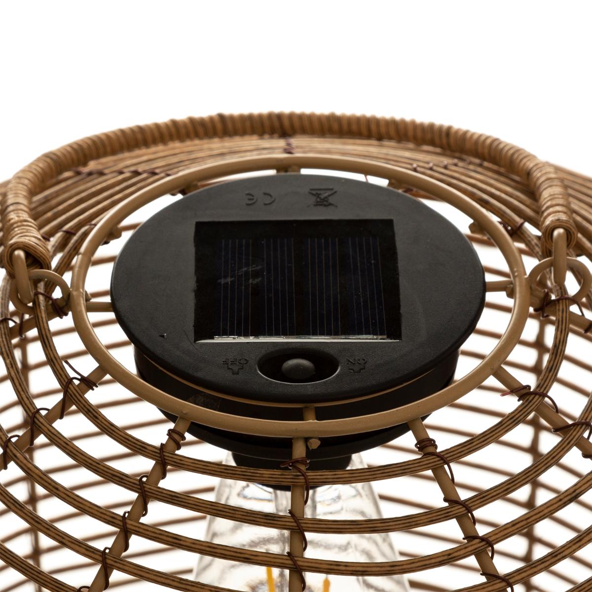 Lampe solaire d'extérieur en rotin tressé CUBA beige moyen, ATMOSPHERA