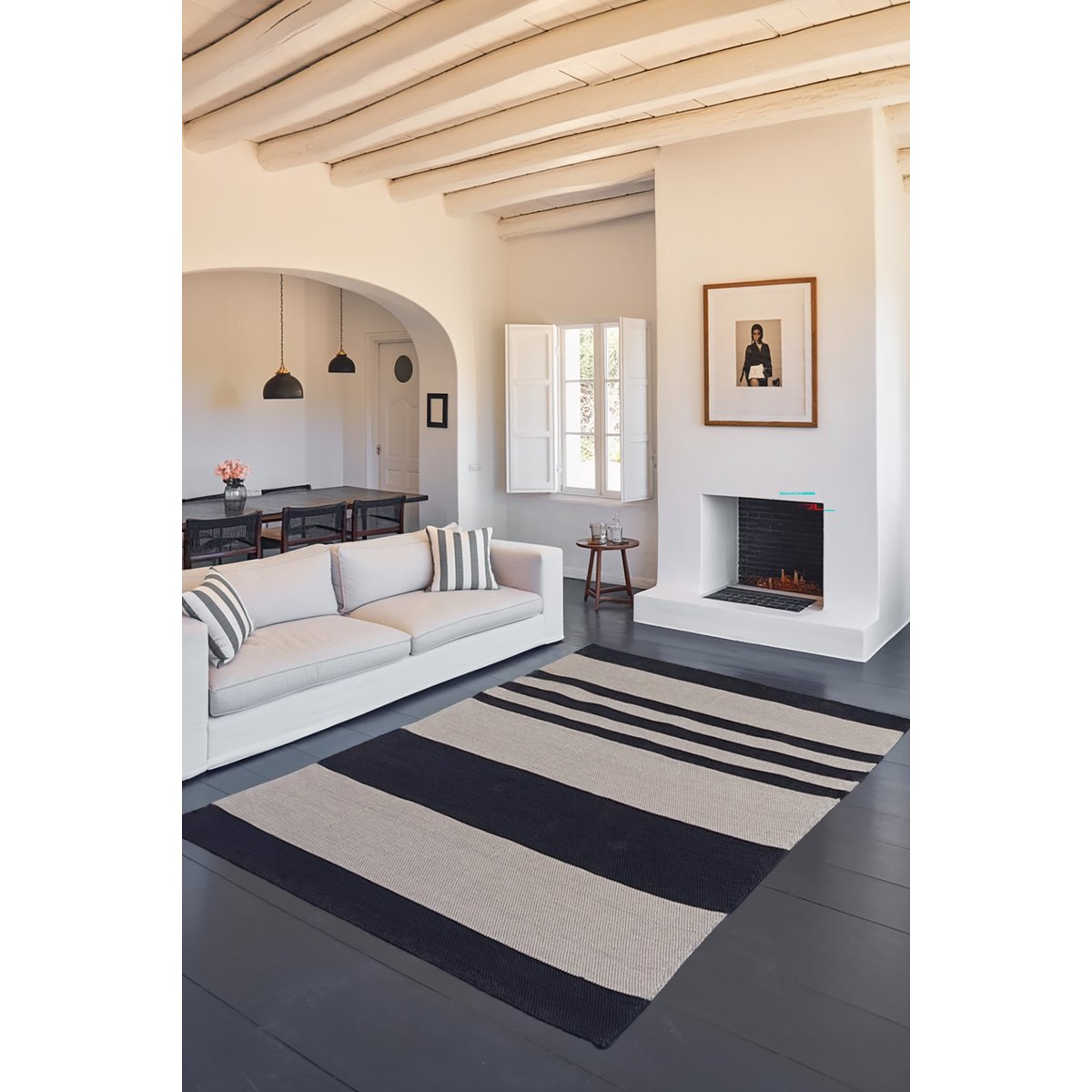 Tapis en coton recyclé tissé à la main TIAGO noir intense, AFK LIVING