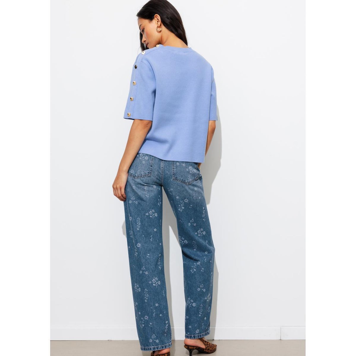 BASILE jean droit motif laser jean moyen, PROMOD