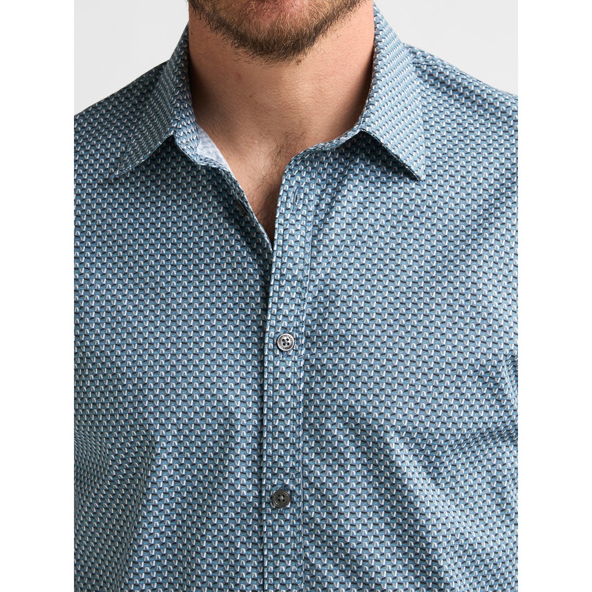 Chemise slim à micro-motifs millworks bleu iron blue, PETROL INDUSTRIES