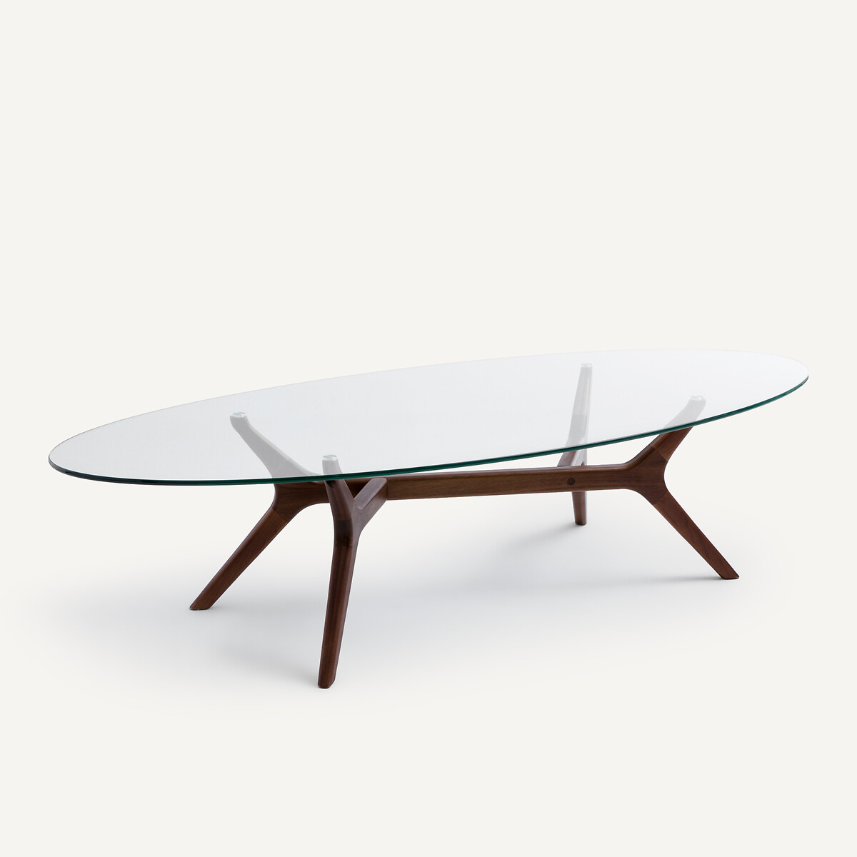 Table basse ellipse, noyer et verre, Maricielo noyer, AM.PM