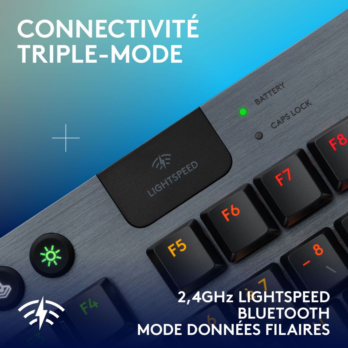Clavier gamer sans fil G915 X Lightspeed TKL Tactile Noir couleur unique, LOGITECH