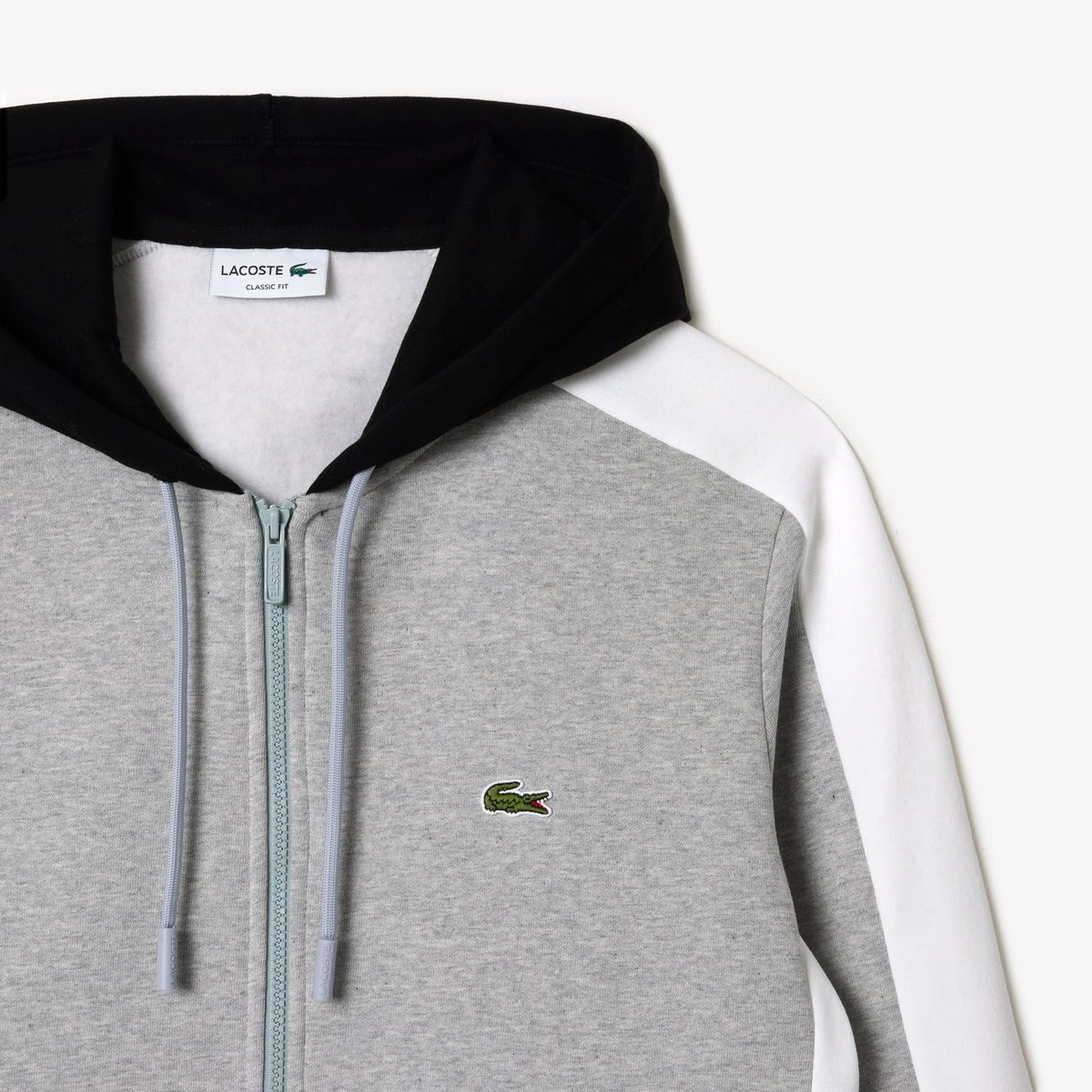 Sweatshirt zippé à capuche color-block gris-sj1, LACOSTE