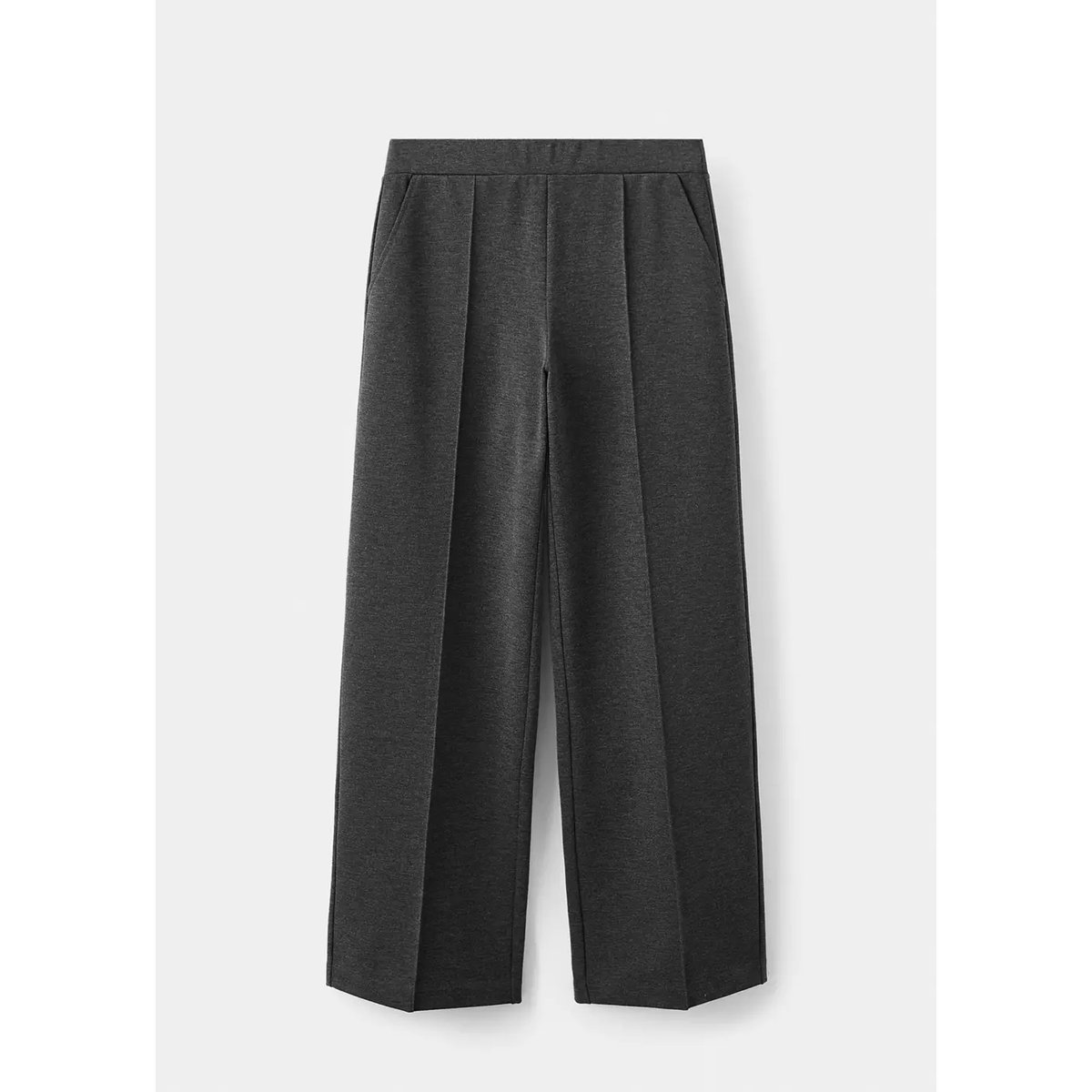 Pantalon jaspé maille gris chiné moyen, MANGO