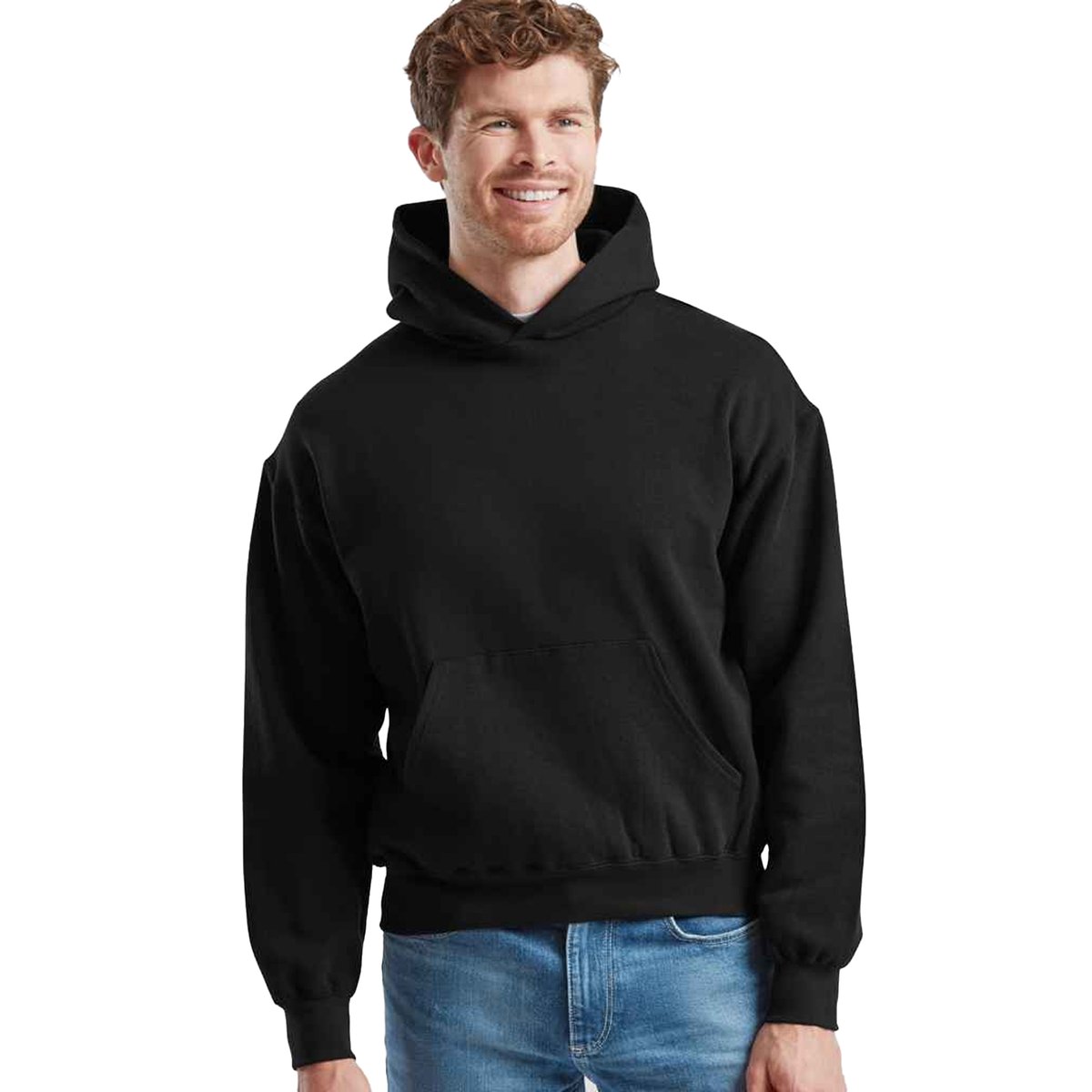 Sweat à capuche SUPERCOTTON noir, FRUIT OF THE LOOM