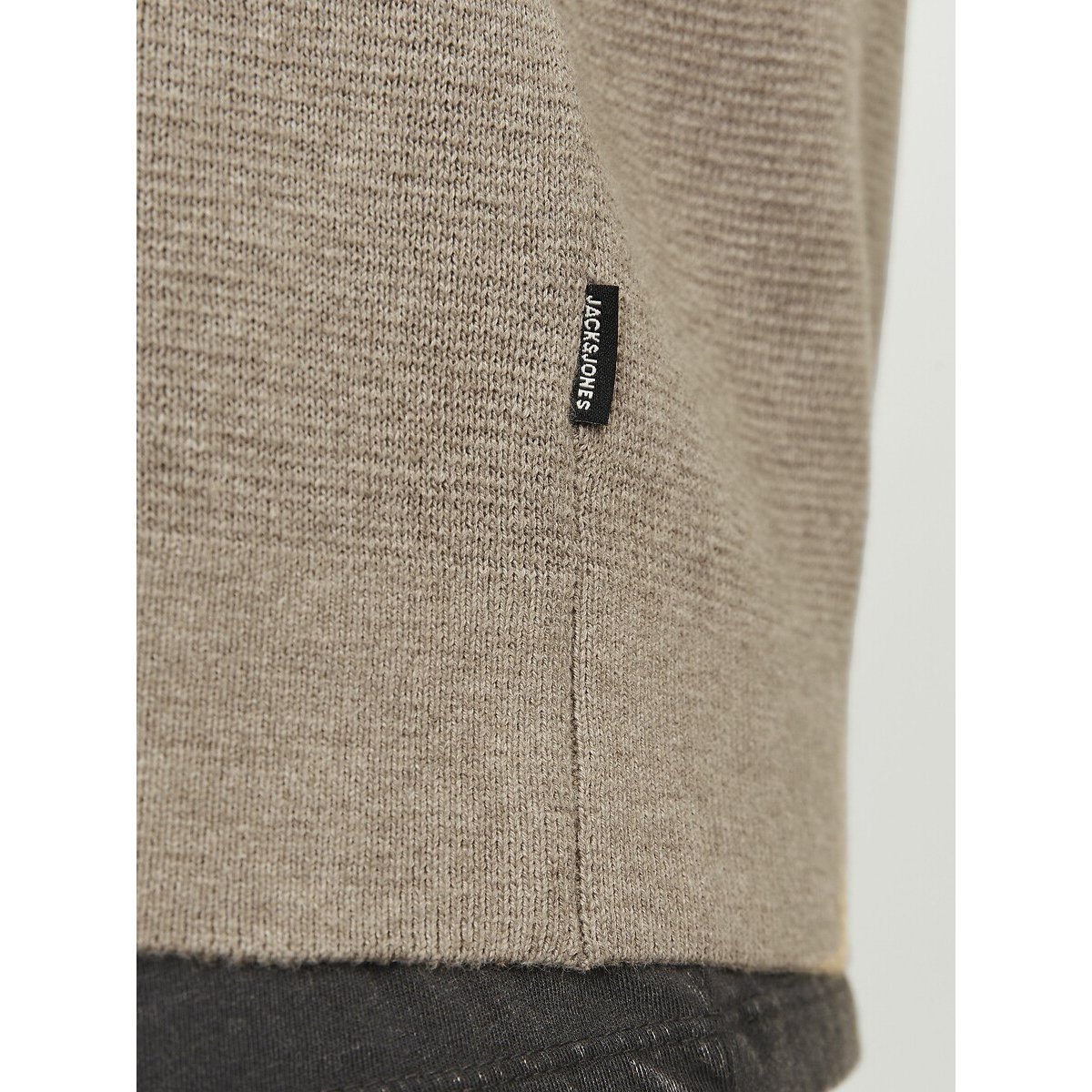 Maglione ampio collo alto mezza cerniera beige, JACK & JONES