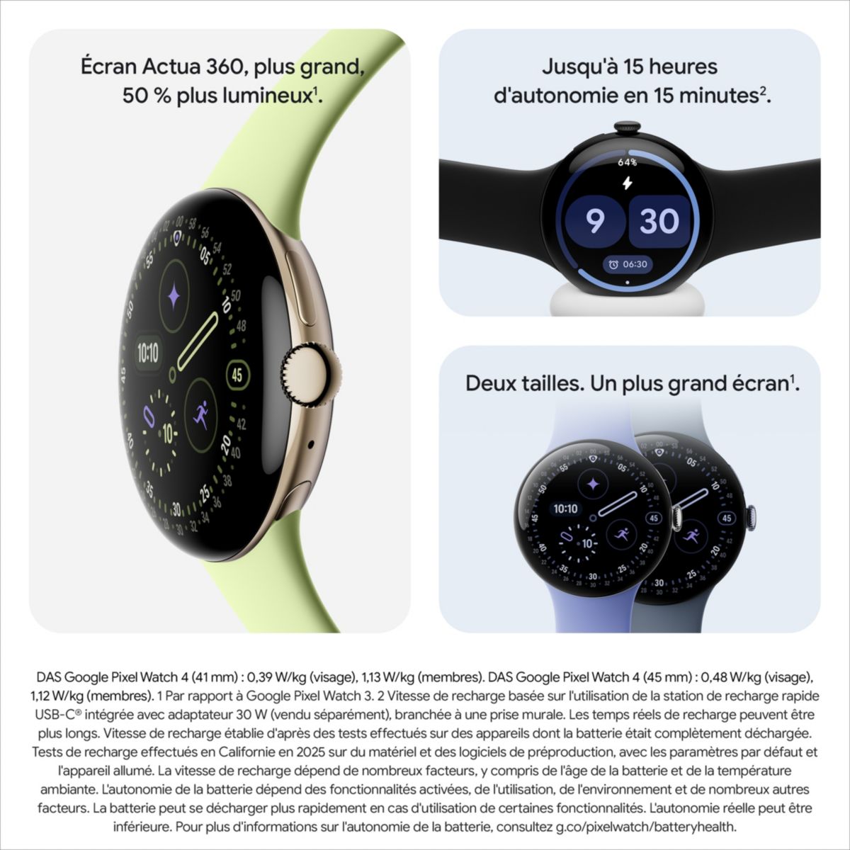 Montre connectée Pixel Watch 4 45mm Gris Satiné/Gris BT gris, GOOGLE