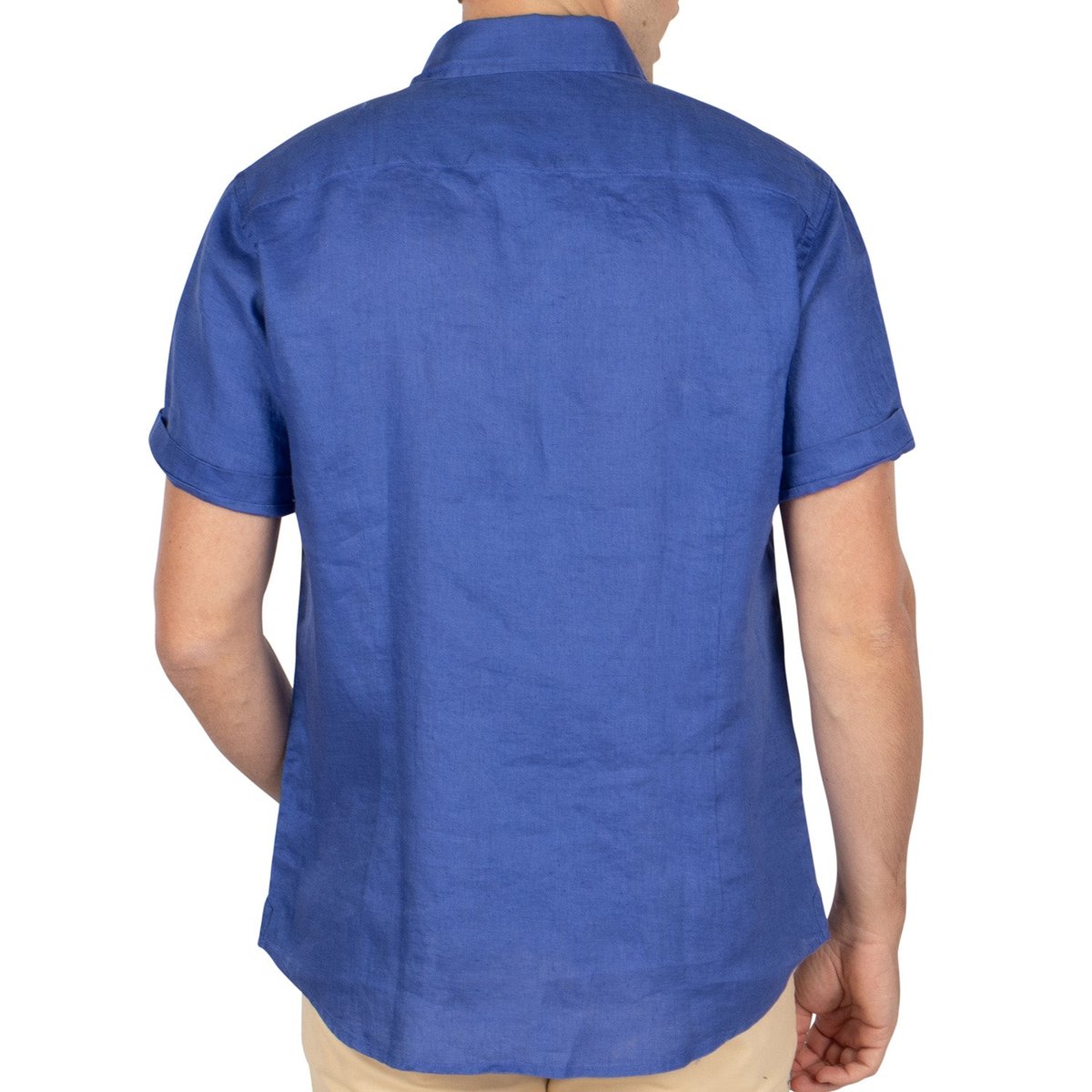 Chemise en lin manches courtes indigo, SHILTON