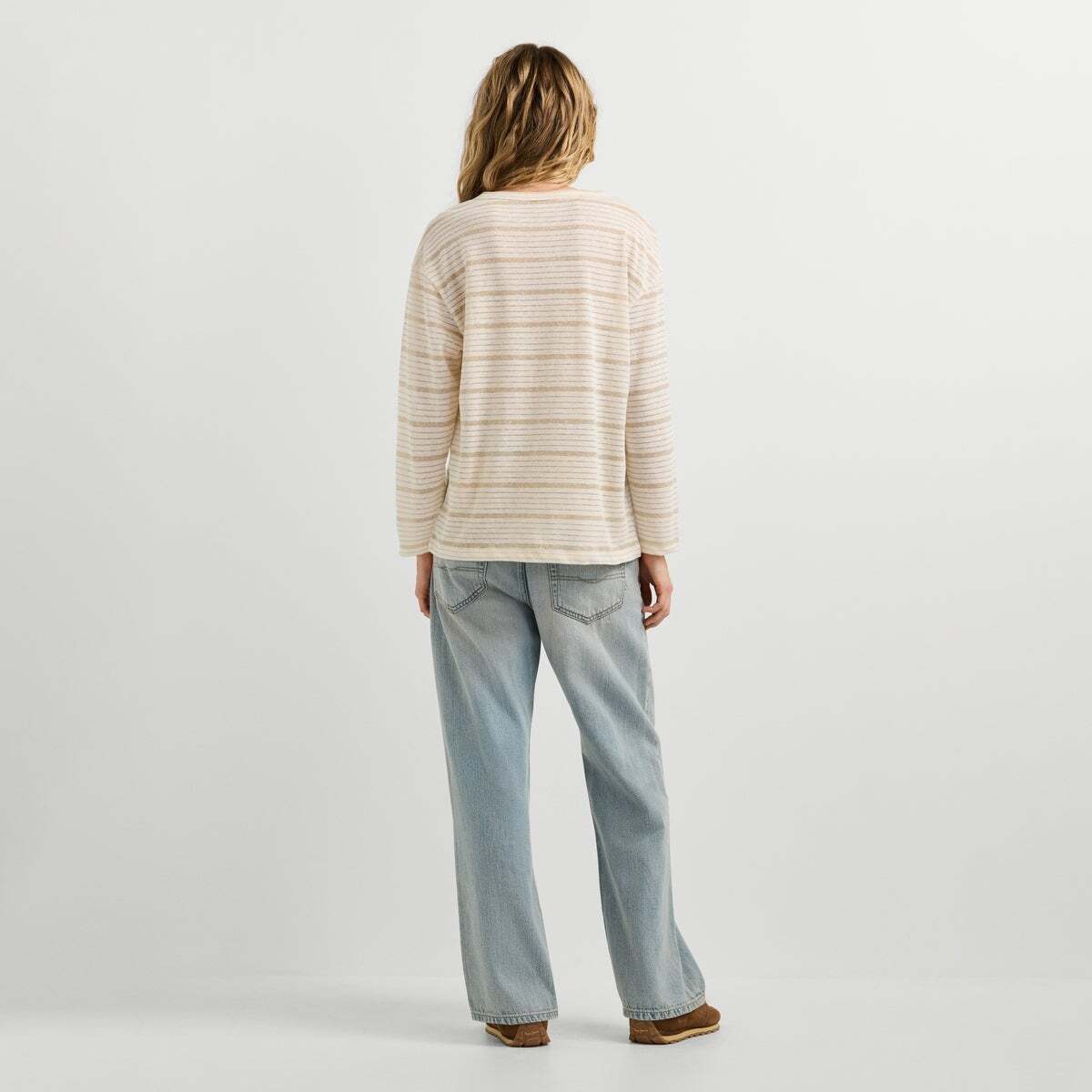 T-Shirt Manches Longues À Rayures blanche mousse, PEPE JEANS
