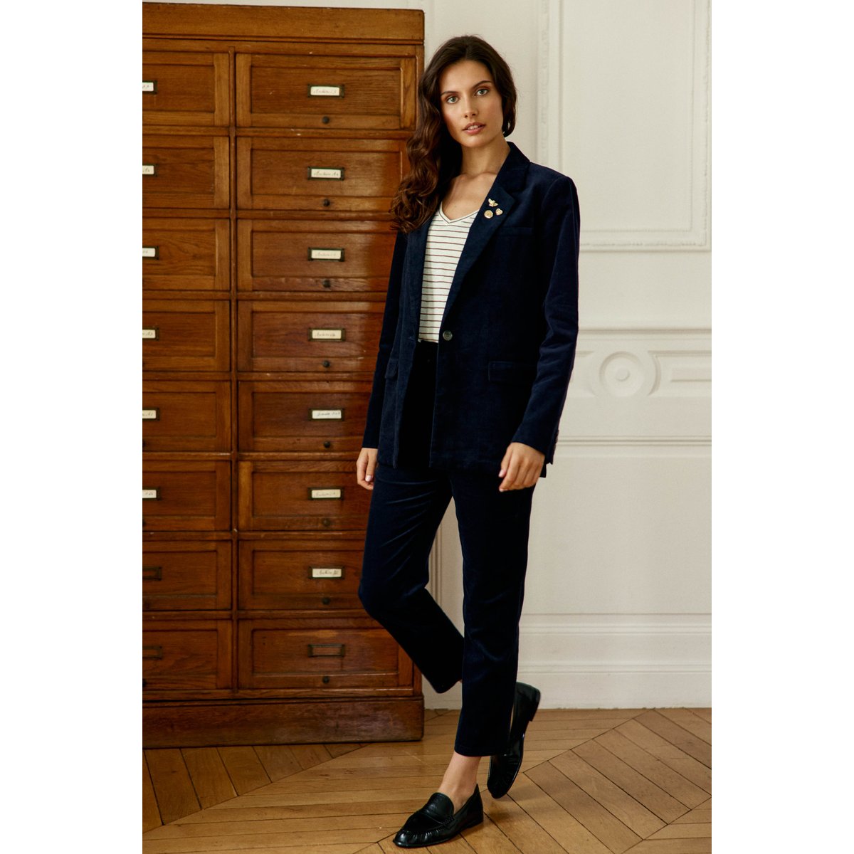 Pantalon cigarette uni PARFAITO 25-marine, LA PETITE ETOILE