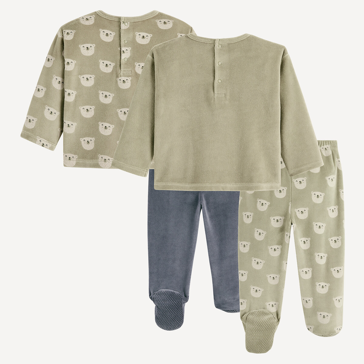 Lot de 2 pyjamas velours, motif oursons assortis, LA REDOUTE COLLECTIONS