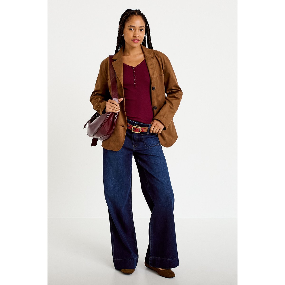 Jean bootcut ceinture amovible denim brut, CACHE CACHE