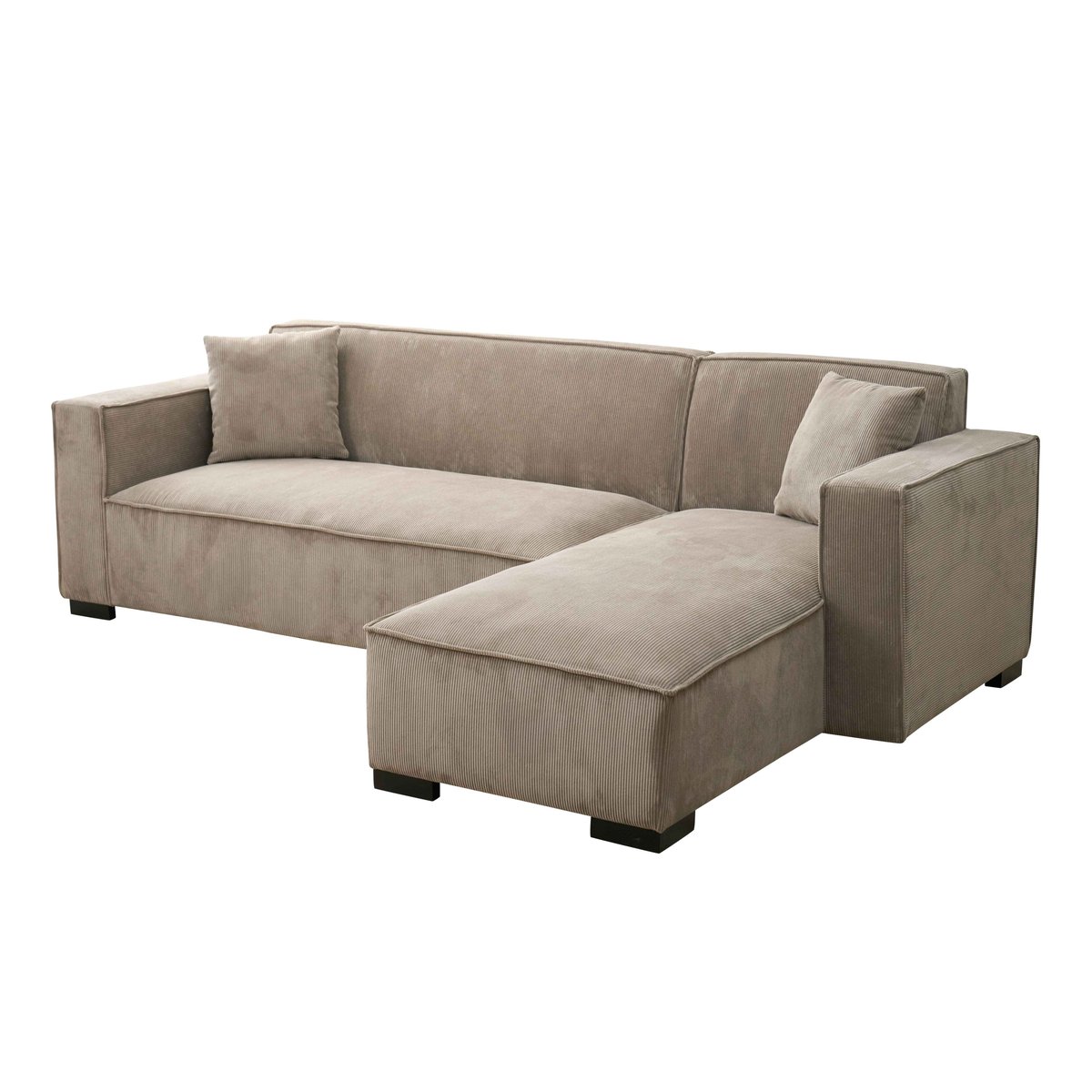 Canapé d'angle droit en tissu 3 places, ALPHY taupe, OVIALA