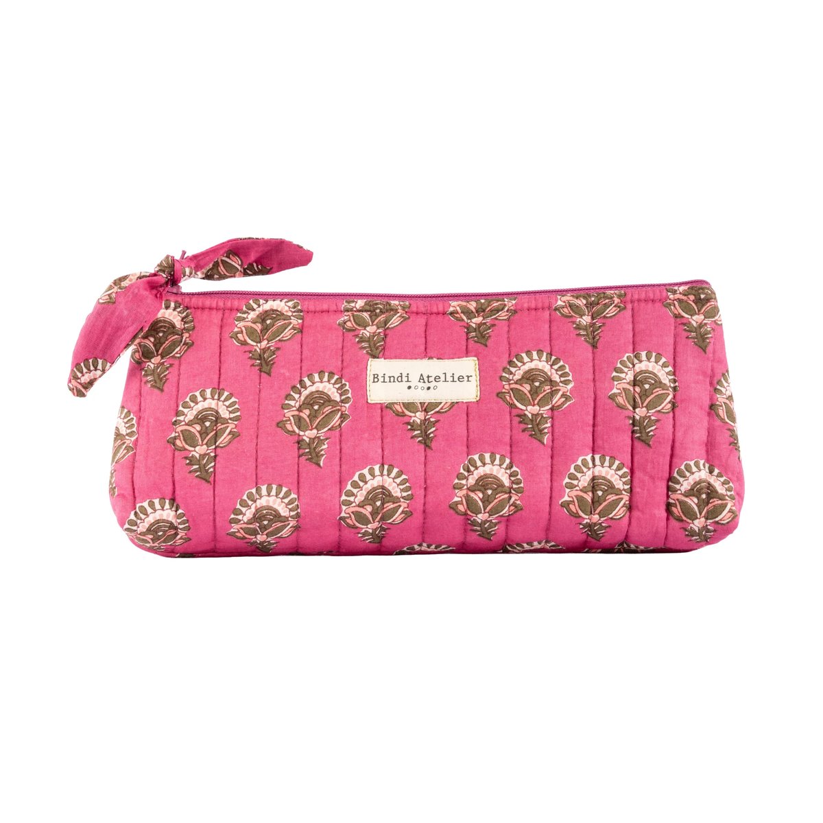 Trousse écolier en coton matelassé rose pink, BINDI ATELIER