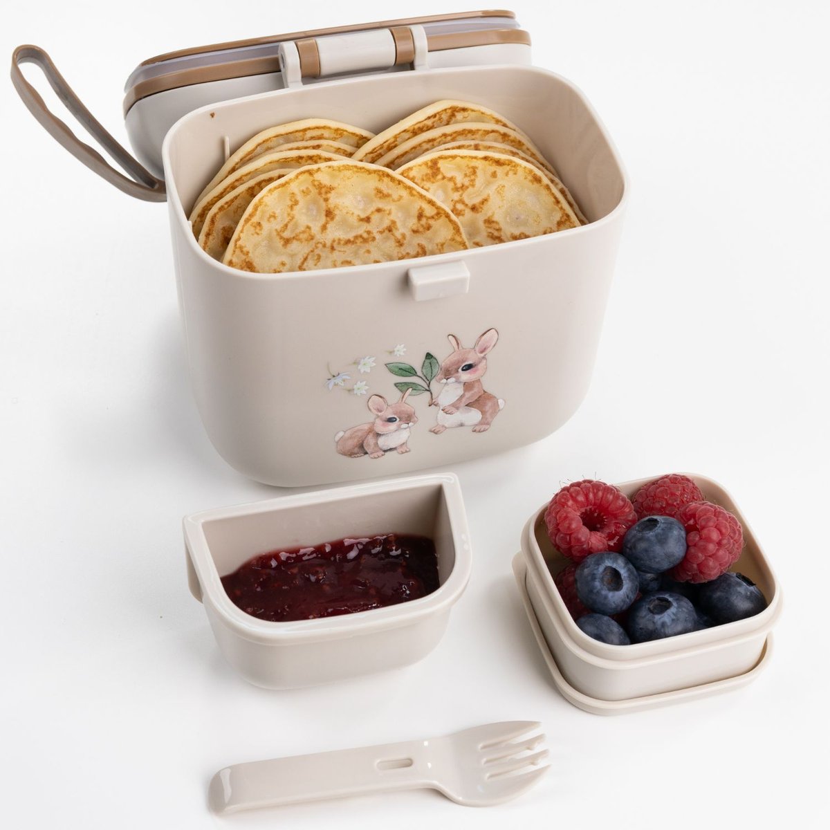 Lunch et Snack box ecru, marron, vert, ELODIE DETAILS