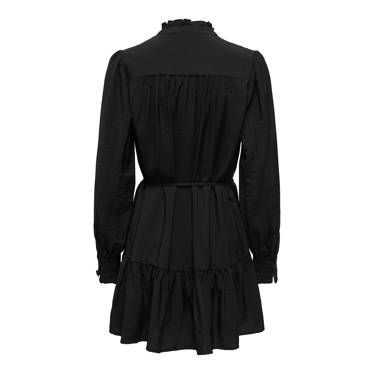 Tie-Waist Mandarin Collar Mini Dress black, ONLY