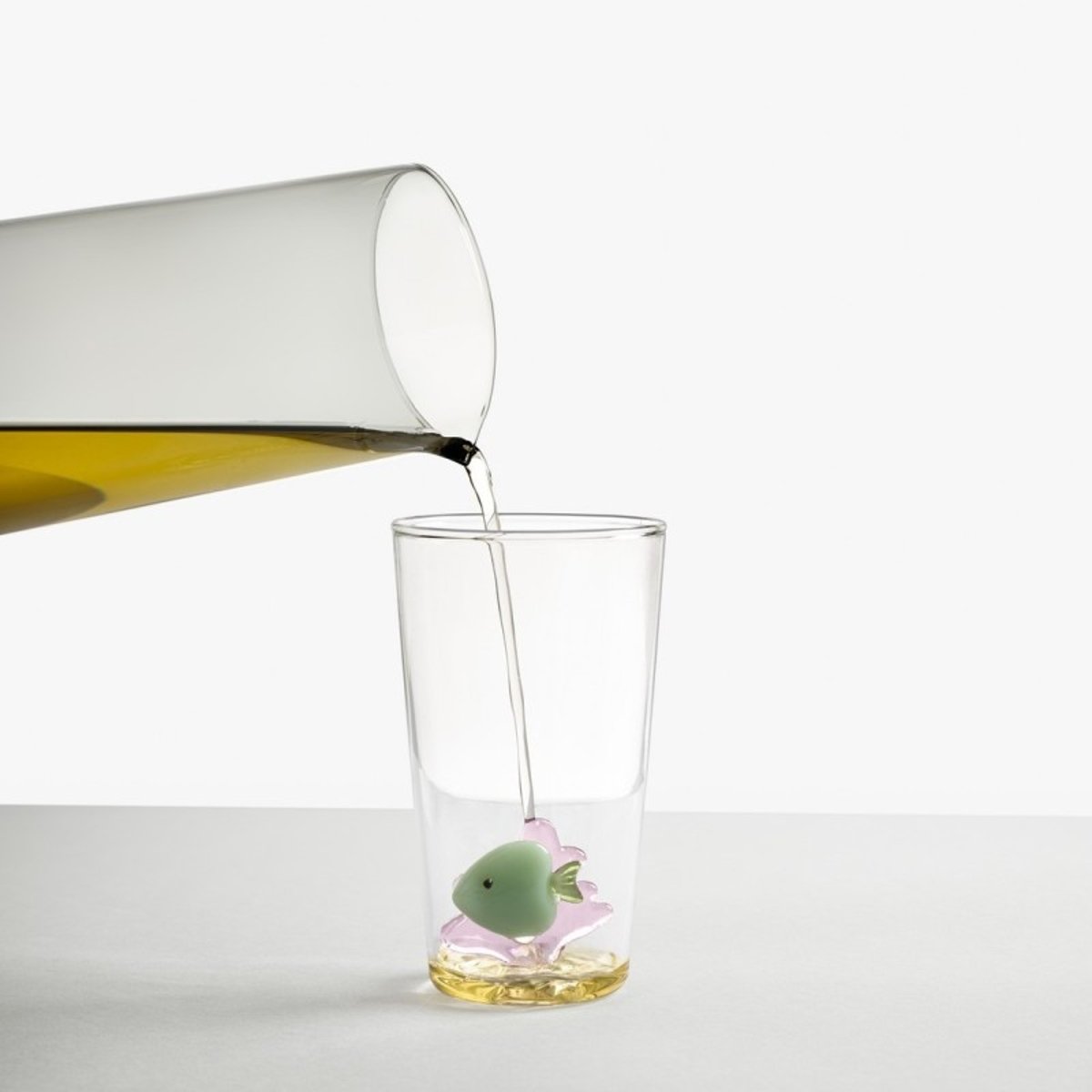 Verre poisson long drink MARINE GARDEN yellow fish multicolore, ICHENDORF