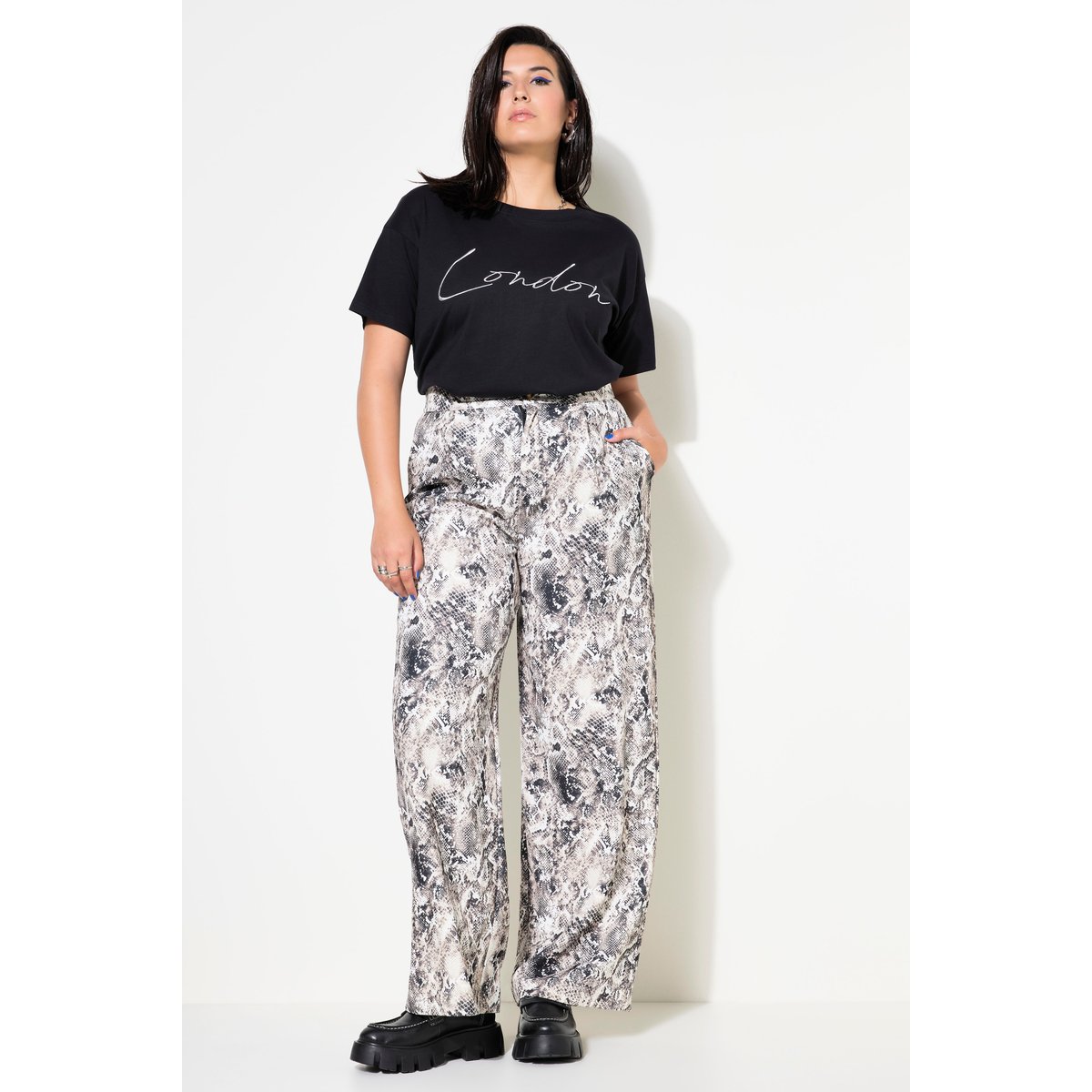 Pantalon à jambes larges et taille haute. nougat, STUDIO UNTOLD