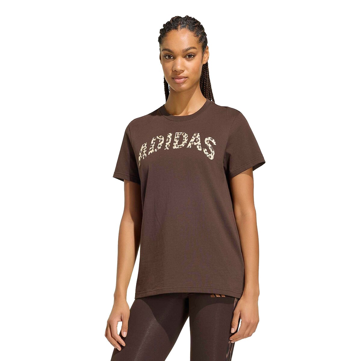 Leopard Print Short Sleeve T-Shirt brown/leopard, ADIDAS SPORTSWEAR