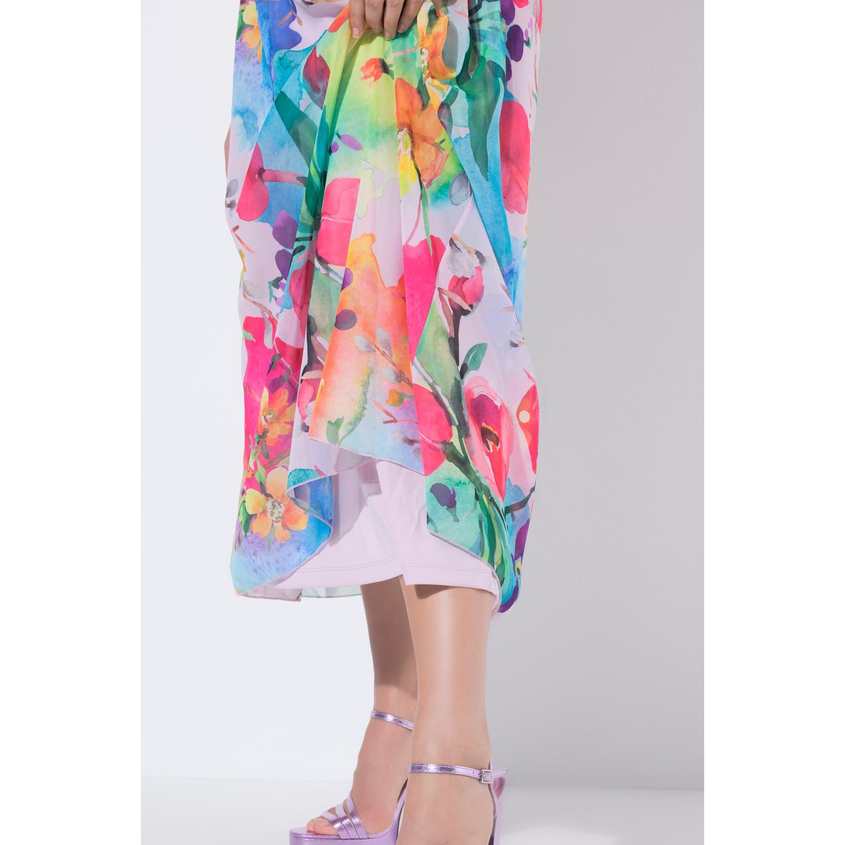 Robe maxi en mousseline rose tendre, ULLA POPKEN