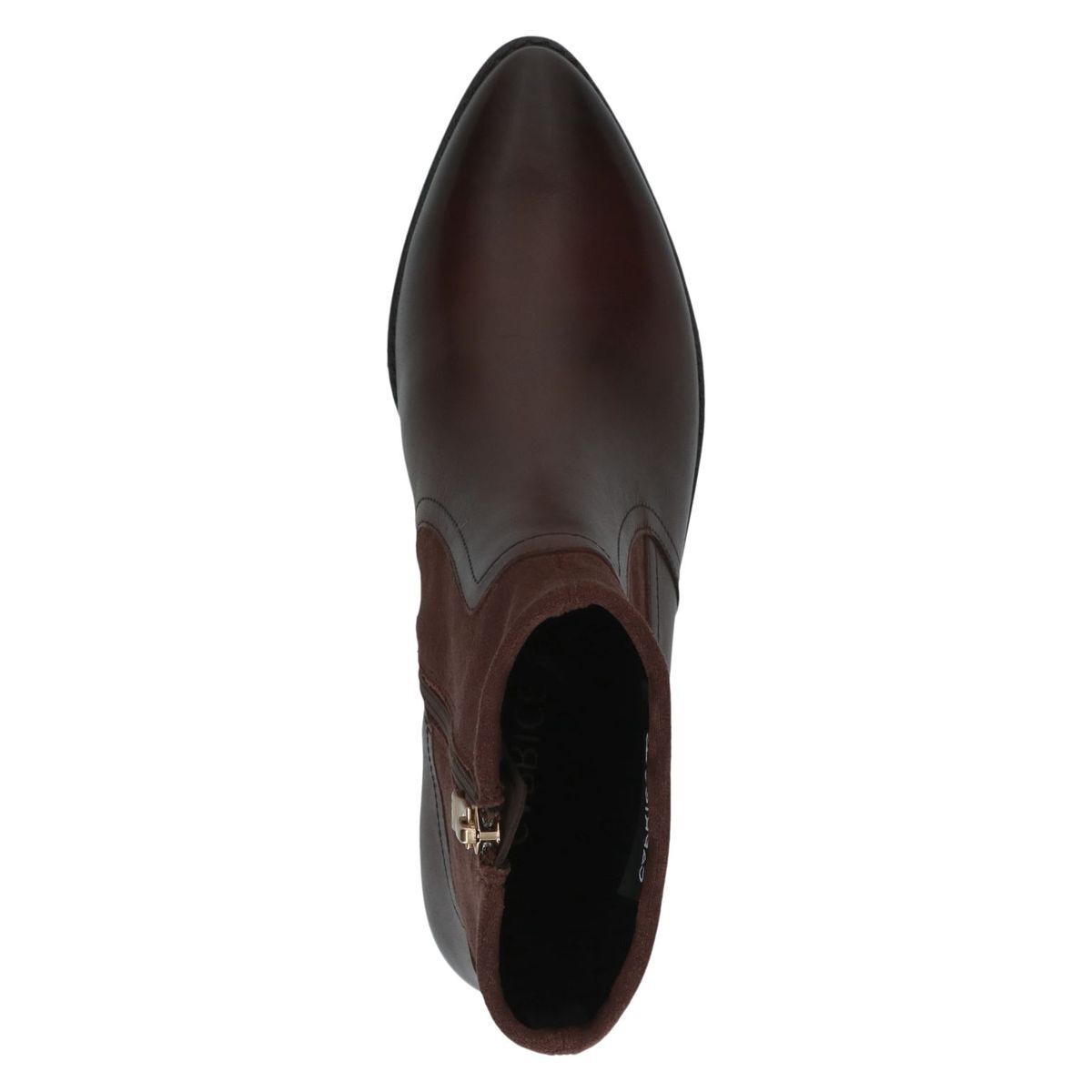 Bottine talon bloc marron foncé combiné, CAPRICE
