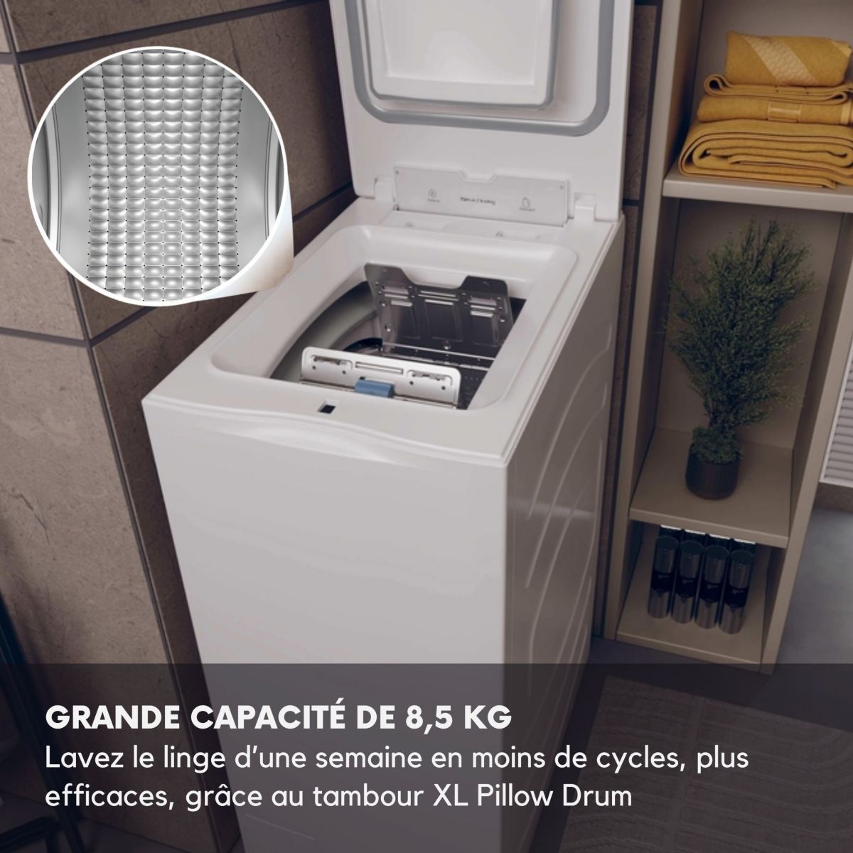 Lave linge top HW85-BPD13386U-S couleur unique, HAIER