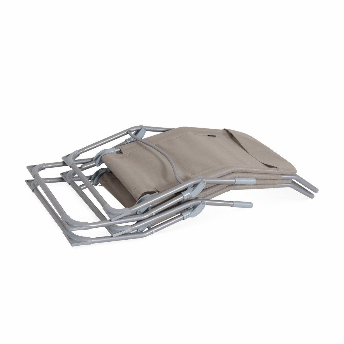 Bain de soleil acier pliant 2 positions (lot de 4) LEVITO taupe, SWEEEK